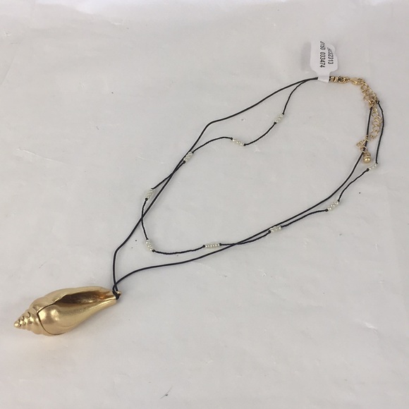 Free People Lagoon Layer Necklace Gold Black New - Picture 3 of 7